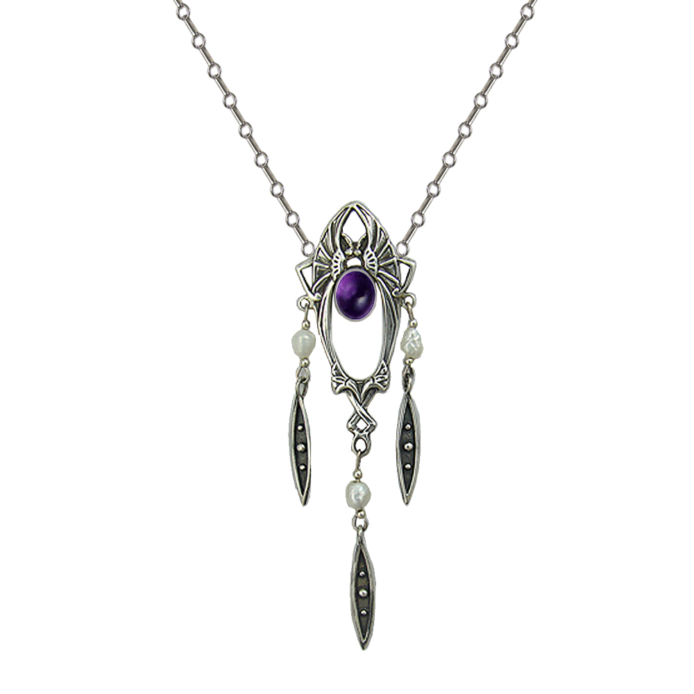 Sterling Silver Victorian Necklace With Amethyst